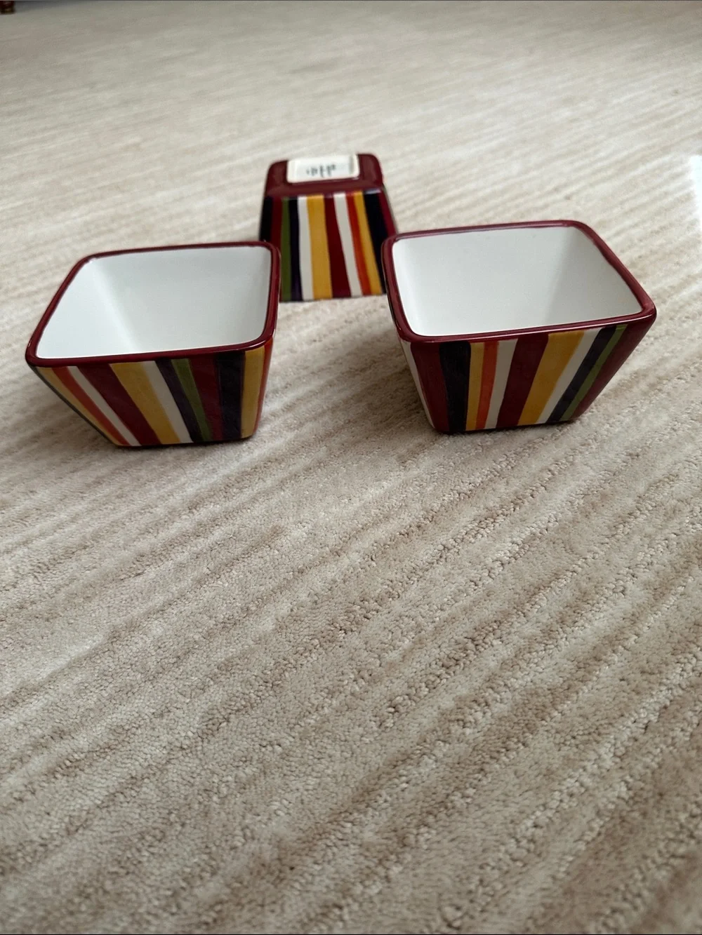 Set of 3 PAMPERED CHEF Simple Additions Stripes Square Bowls Entertaining